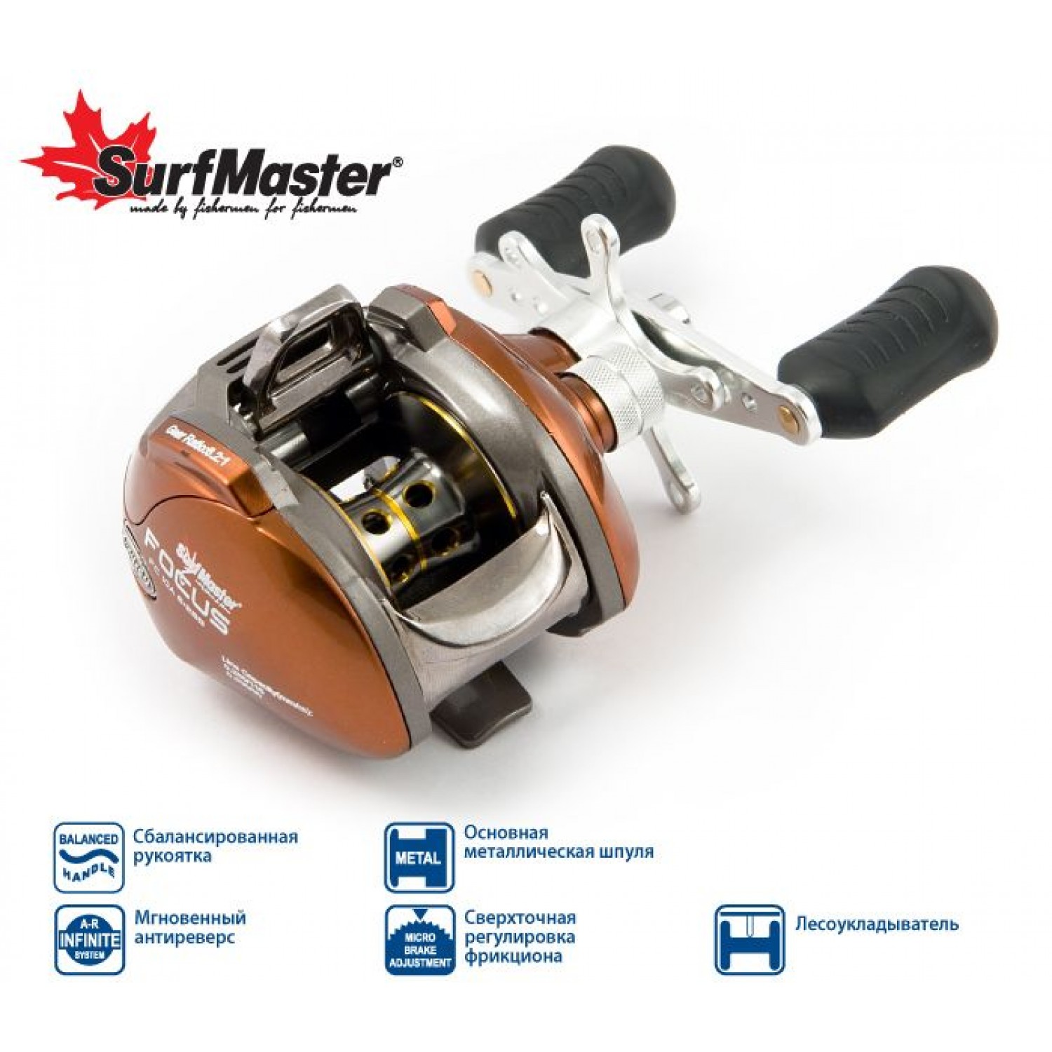 Купить Катушка мультипликаторная SURF MASTER Focus FC10A, 6 ш.п. + 2 р. в интернет-магазине Podsekai.by Покупка Катушка мультипликаторная SURF MASTER Focus FC10A, 6 ш.п. + 2 р. в Минске Беларуси